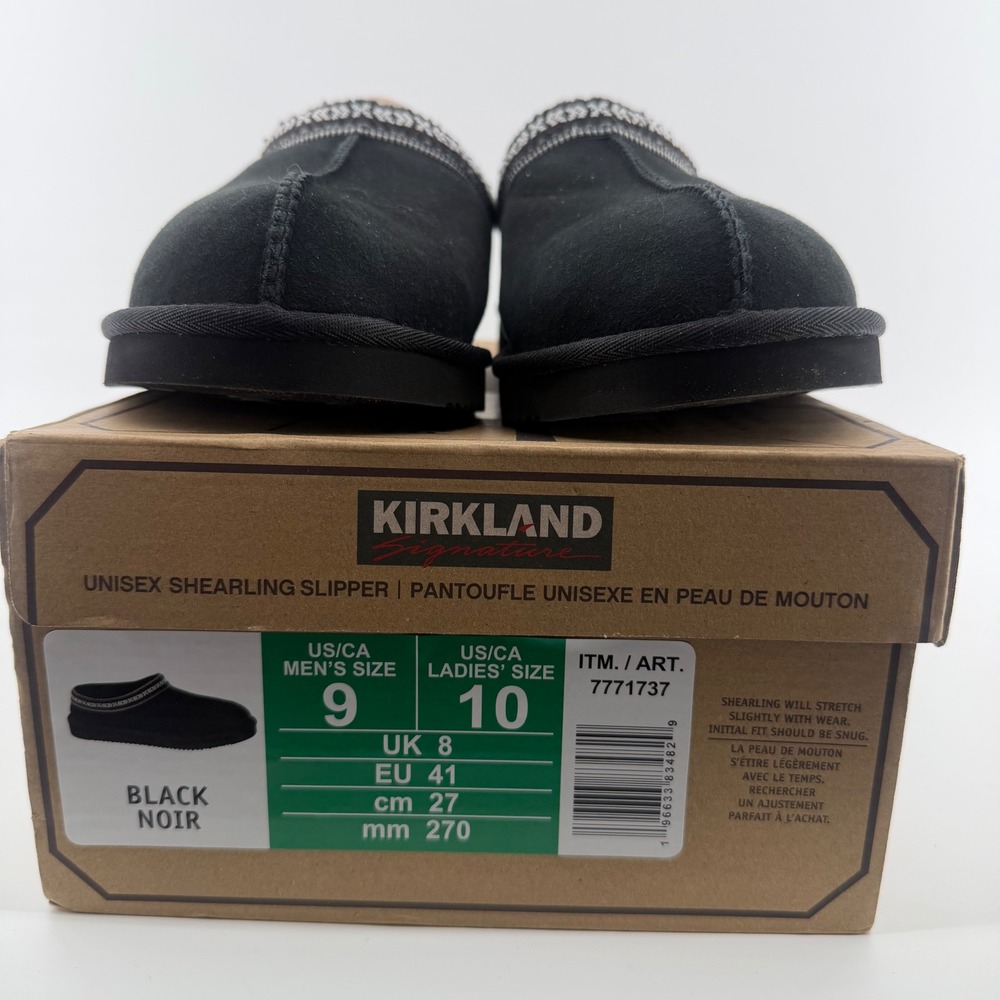 Kirkland Signature Unisex Shearling Slipper Black Mens 9 Womens 10‎ 7771737 NEW - Picture 2 of 6